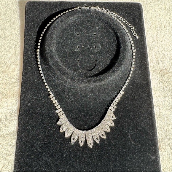 Silver Rhinestone Statement Necklace - Picture 3 of 4